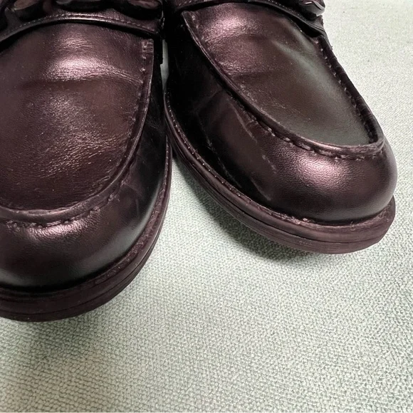 Cole Haan Stassi slip on Black Leather Loafers chunky chain hardware comfort - Picture 9 of 14